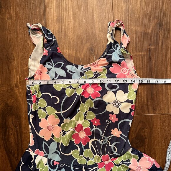 Hawaiian Floral One Piece Swimsuit with Skirt Tropical Resort Bathing Suit - Picture 8 of 8